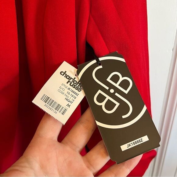 Boom Boom Jeans Red Cascade Front Knit Crepe Blazer - Picture 8 of 14